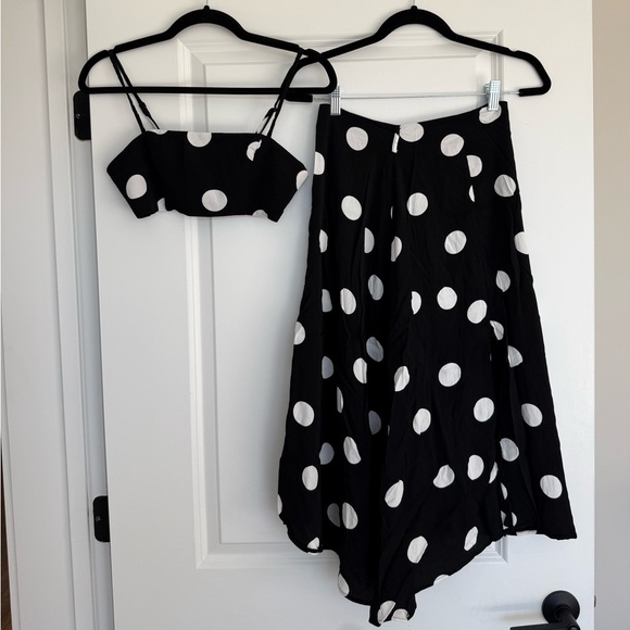 Free People Coco Cabana Matching Set in Black and White Polka Dot size 0 - Picture 3 of 11